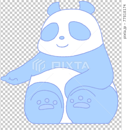 一隻向下指著堅持某事的熊貓（藍色） 77818174