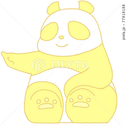 横方向を指さしてなにかを主張するパンダ(黄色) 横方向を指さしてなにかを主張するパンダ(黄色) 77818188