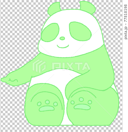 下方向を指さしてなにかを主張するパンダ（緑色） 77818198