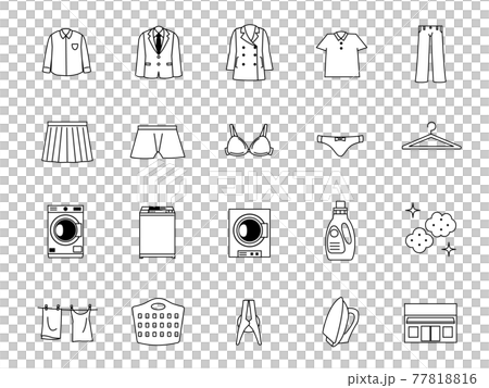 Laundry cleaning clothes line drawing icon set Laundry cleaning clothes line drawing icon set 77818816