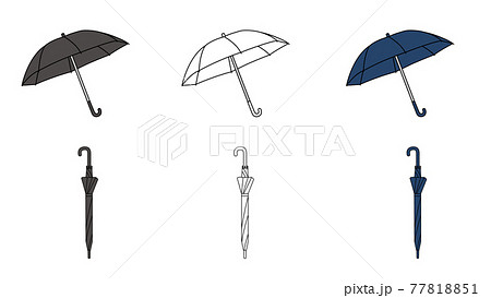 傘 ビニール傘 閉じた傘と開いた傘 イラスト素材のイラスト素材
