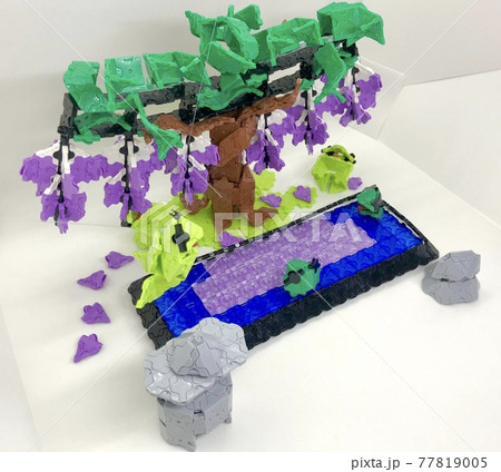 カエルと藤棚のブロックアート カエルと藤棚のブロックアート 77819005