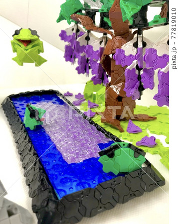 カエルと藤棚のブロックアート カエルと藤棚のブロックアート 77819010