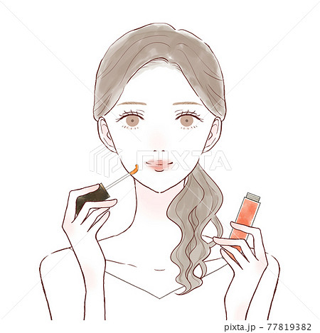 リップグロスを塗る女性 リップグロスを塗る女性 77819382