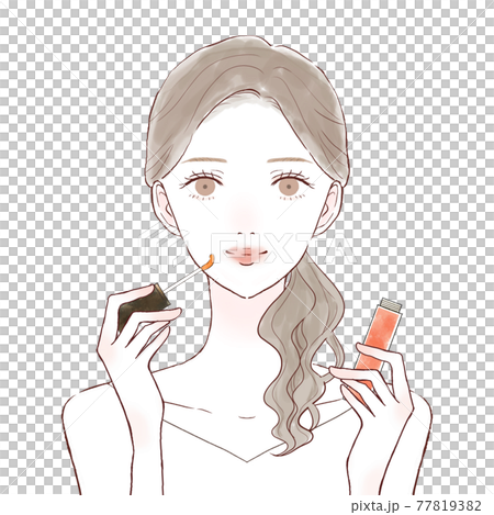 リップグロスを塗る女性 リップグロスを塗る女性 77819382
