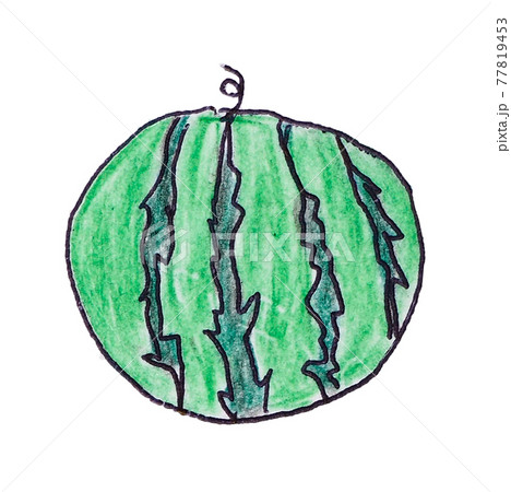 色鉛筆手書きのスイカのイラスト素材