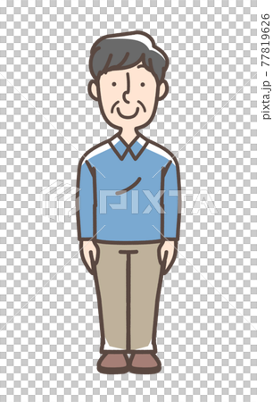 まっすぐ立つ男性 77819626