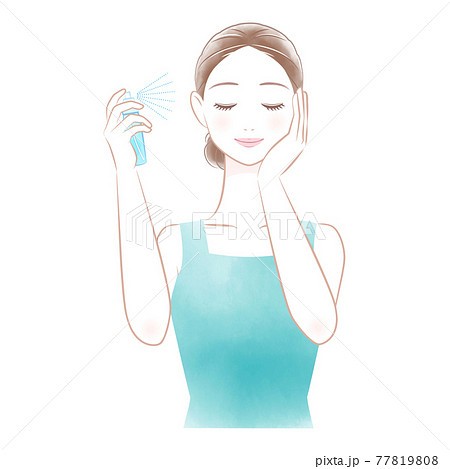 ミスト・スプレーをする女性　イラスト　02 77819808