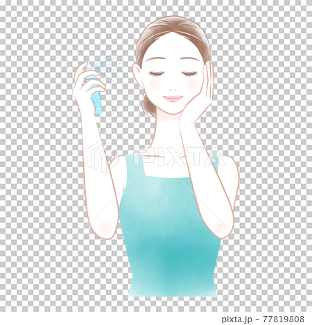 ミスト・スプレーをする女性　イラスト　02 77819808