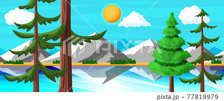 Summer nature landscape with rocks and lake Summer nature landscape with rocks and lake 77819979