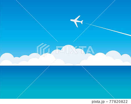 風景 海 飛行機 雲 空のイラスト素材 7702