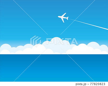 風景 海 飛行機 雲 空のイラスト素材 7703
