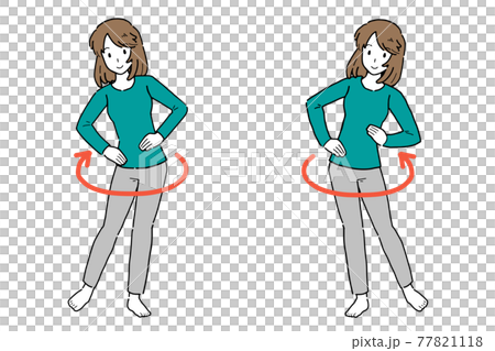 便秘体操をする女性のイラストのイラスト素材