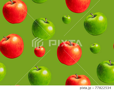 Red And Green Apple Seamless Pattern Hand のイラスト素材