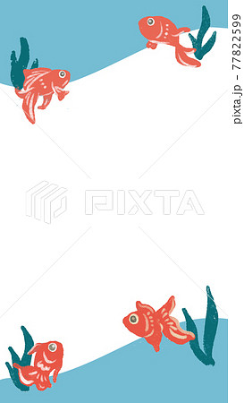 金魚のイラスト　縦長背景　テンプレート　ベクター素材 77822599
