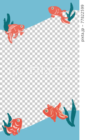 金魚のイラスト　縦長背景　テンプレート　ベクター素材 77822599