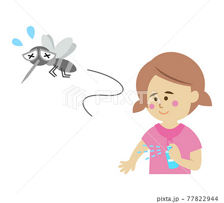 虫よけスプレーを使う女の子のイラストイメージ 虫よけスプレーを使う女の子のイラストイメージ 77822944