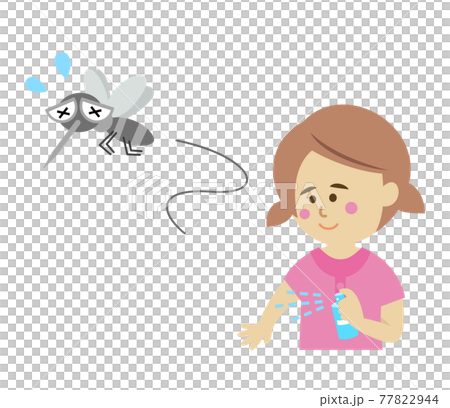 虫よけスプレーを使う女の子のイラストイメージ 虫よけスプレーを使う女の子のイラストイメージ 77822944