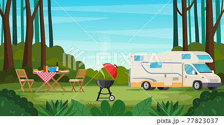 Camper with barbecue folding table deckchair Camper with barbecue folding table deckchair 77823037