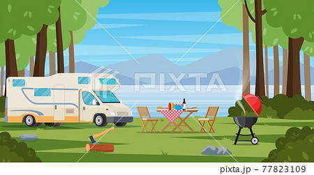 Camper with barbecue folding table deckchair Camper with barbecue folding table deckchair 77823109