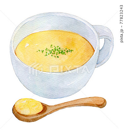 水彩イラスト コーンスープのイラスト素材