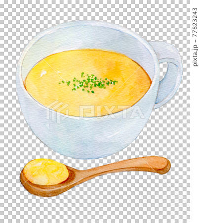 水彩イラスト コーンスープのイラスト素材