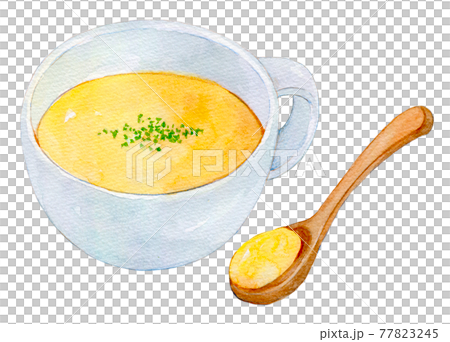 水彩イラスト コーンスープのイラスト素材