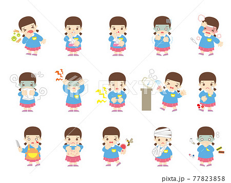 子供の病気と怪我（女の子・帽子なし） 77823858