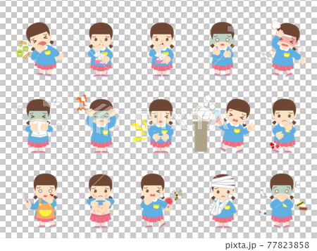 子供の病気と怪我（女の子・帽子なし） 77823858