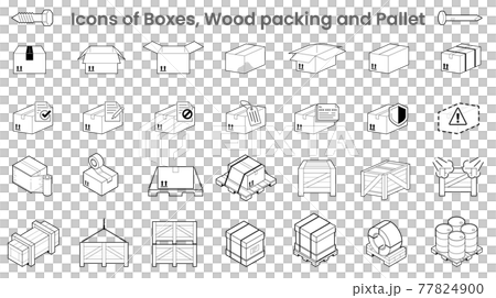 Illustration icon packs of boxes wood packing and pallet 77824900