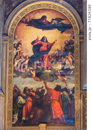 The Assumption of the Virgin painted by Titian in 1515-1518  77826380