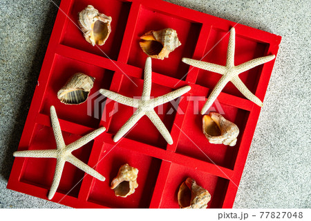 Summer background with sea shells Summer background with sea shells 77827048