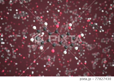 Alizarin molecule, conceptual molecular model. Scientific 3d rendering 77827430