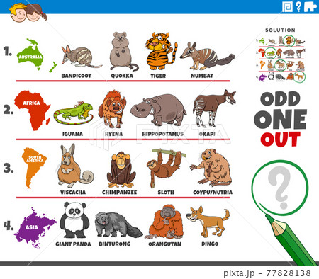 odd one out picture task with animal species... - Stock Illustration  [77828138] - PIXTA