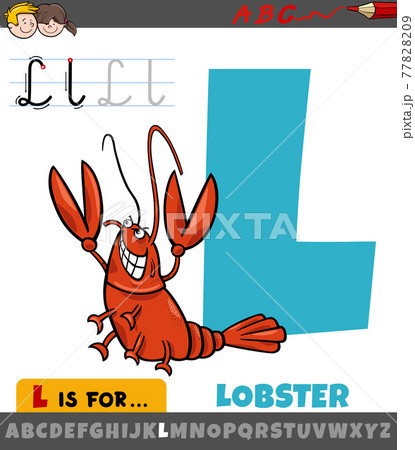 letter L from alphabet with cartoon lobster animal character 77828209