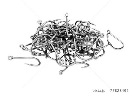 Fishing hook isolated on white background, Angling equipment. 77828492
