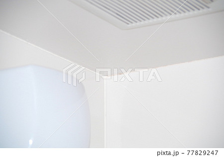 浴室の天井の隅が黒カビで少し汚れている状態 浴室の天井の隅が黒カビで少し汚れている状態 77829247