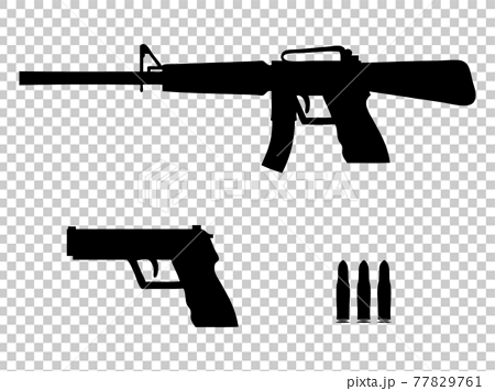 銃ライフルシルエットのイラスト素材