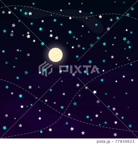 Full moon and shining stars at the night sky, 77830623