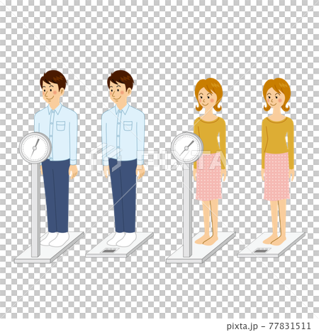 体重測定をする男女 77831511