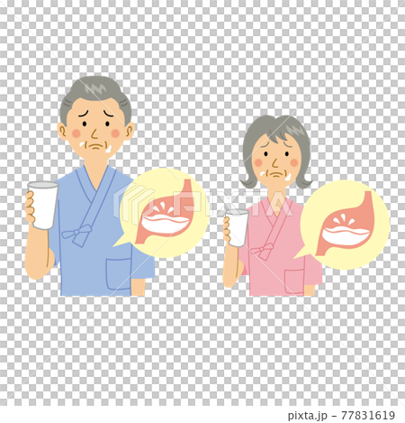 An old man with a bitter face drinking barium An old man with a bitter face drinking barium 77831619