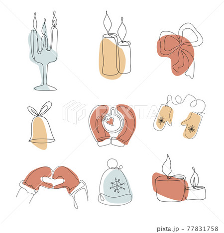 Set of elements for the New Year theme. Clipart, elements for the design of cards, banners, flyers for Christmas. Abstract minimalistic Vector Template. line art drawing, abstract shape. Set of elements for the New Year theme. Clipart, elements for the design of cards, banners, flyers for Christmas. Abstract minimalistic Vector Template. line art drawing, abstract shape. 77831758