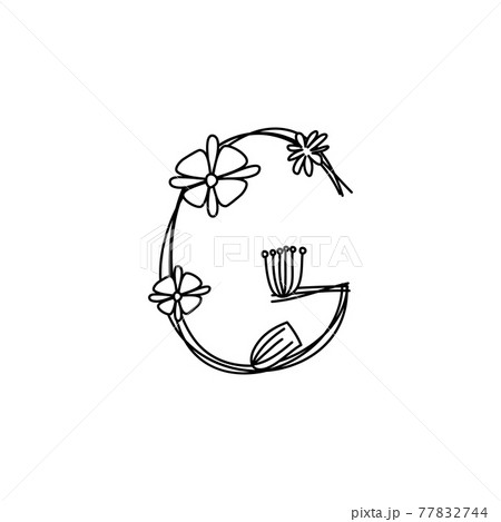 Vintage floral bold Letter G logo spring. Classic Summer Letter Design Vectors with Black Color and Floral Hand Drawn with monoline line flowers Vintage floral bold Letter G logo spring. Classic Summer Letter Design Vectors with Black Color and Floral Hand Drawn with monoline line flowers 77832744