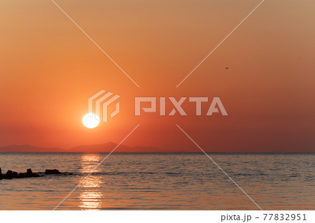 宮城県 閖上漁港の朝日 宮城県 閖上漁港の朝日 77832951