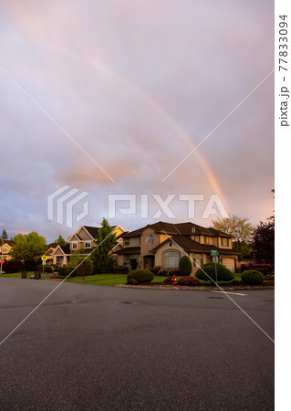Street and Homes View at a Quite Residential Neighborhood in Suburban Area Street and Homes View at a Quite Residential Neighborhood in Suburban Area 77833094