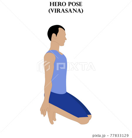 Hero pose yoga workout. Virasana. Man doing... - Stock Illustration  [77833129] - PIXTA