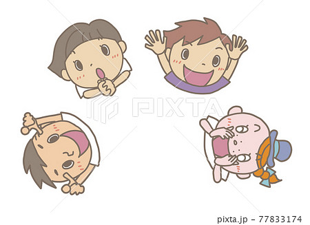 キッズ上向03_手描きタッチ_輪郭有 77833174