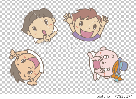 キッズ上向03_手描きタッチ_輪郭有 77833174