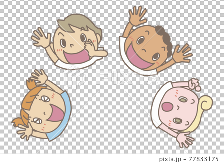 キッズ上向02_手描きタッチ_輪郭有 77833175