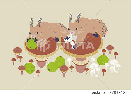 エゾリスときのこ エゾリスときのこ 77833185